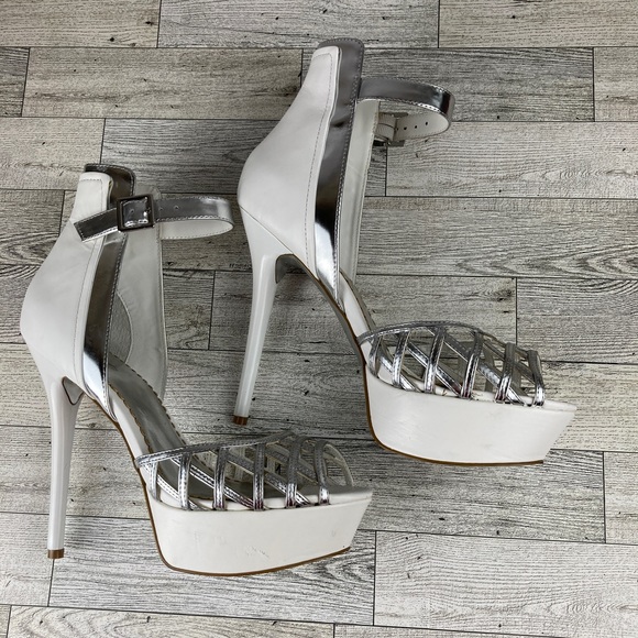 Bebe high heel platform shoes size 9 leather top, Preowned - Picture 5 of 12